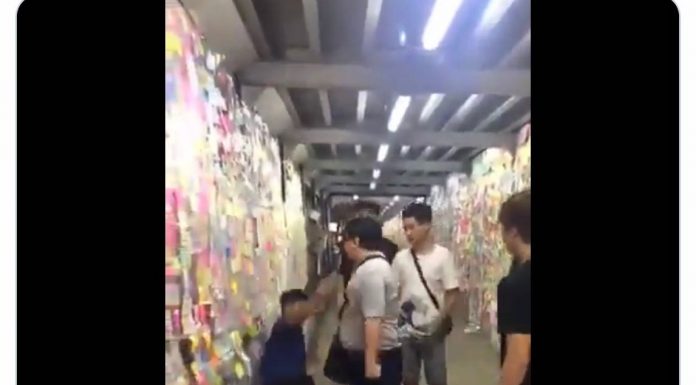 香港反送中年輕人為保護連儂牆遭中共雇用凶手殴打