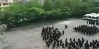 中共军警演练如何对付老百姓(视频)