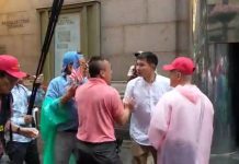 民運人士歡迎蔡英文過境紐約 中領館組織的五毛動手打人