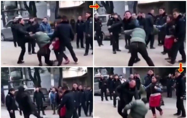 城管暴打老人,看看中共就是这样为人民服务的?