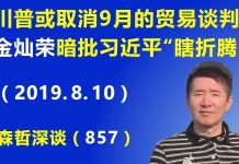 江森哲:川普再发飙,9月的中美贸易谈判或取消,金灿荣内部讲话:居然暗批习近平“瞎折腾”.