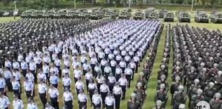 场面壮观可比当年皇军进入南京城,818大游行前夕大陆武警公安联合演练