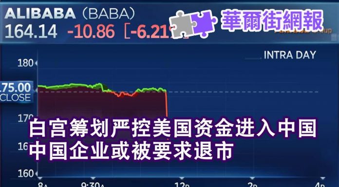 华尔街电视:突发! 白宫筹划严控美国资金进入中国,中国企业或被要求退市,阿里京东百度股票暴跌