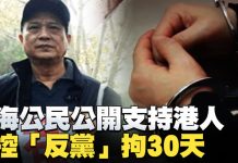 上海公民公開支持港人 被控「反黨」拘30天