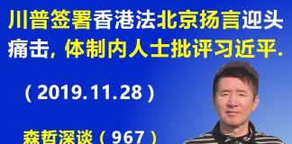江森哲:川普签署《香港法》北京扬言“迎头痛击”,体制内人士大胆批评习近平.