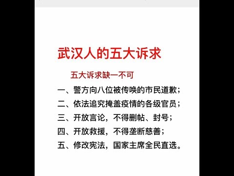 邱家军:武漢人的五大訴求