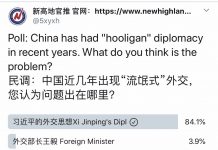 民调:84%的网友认为,中国近几年出现“流氓式”外交都是因为习近平的外交思想出了问题