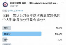 民调:63.8%的网友认为习近平这次去武汉对他个人形象是减分