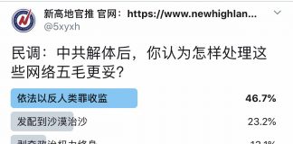 民调:中共解体后,47%的网友认为应将网络五毛依法以反人类罪收监;23%认为发配到沙漠治沙;17%认为给予免罪