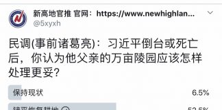 民调:52.5%的网友认为,习近平倒台或死亡后,其父万亩陵园应铲平恢复耕地;34.4%认为改名为国耻公园;6.5%认为保持现状