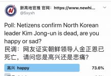 民调:73.6%的网友认为,若朝鲜领导人金正恩死亡,他们会感到高兴