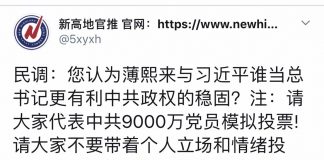 民调:80%网友认为,薄熙来当总书记比习近平更有利于中共政权的稳固