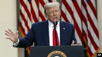 美国之音/特朗普总统: 新冠疫情损失数额巨大 有很多方式让中国承担责任