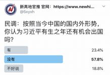 民调:只有23.4%的网友认为习近平有生之年还有机会出国