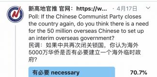 民调:70.7%的网友认为,如果中共再次闭关锁国,海外华侨有必要建立一个海外临时政府