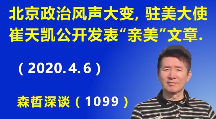 江森哲:北京政治风声大变,驻美大使崔天凯公开发表“亲美”文章,赞美美国