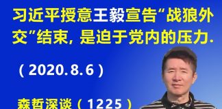 江森哲:习近平授意王毅宣告北京“战狼外交”结束,是迫于党内的压力不得已